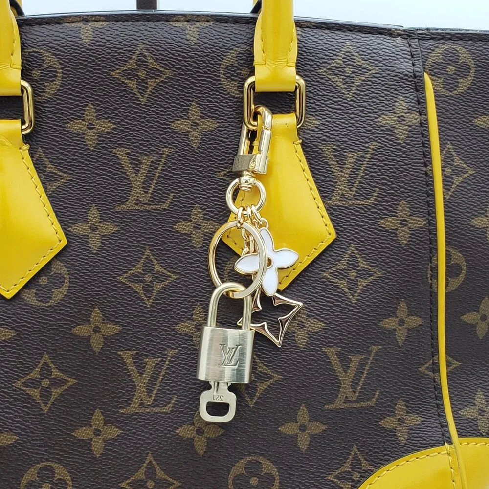 Louis Vuitton Gold Padlock Key 🔒 Authentic LV Charm + Unbranded Flower Keychain